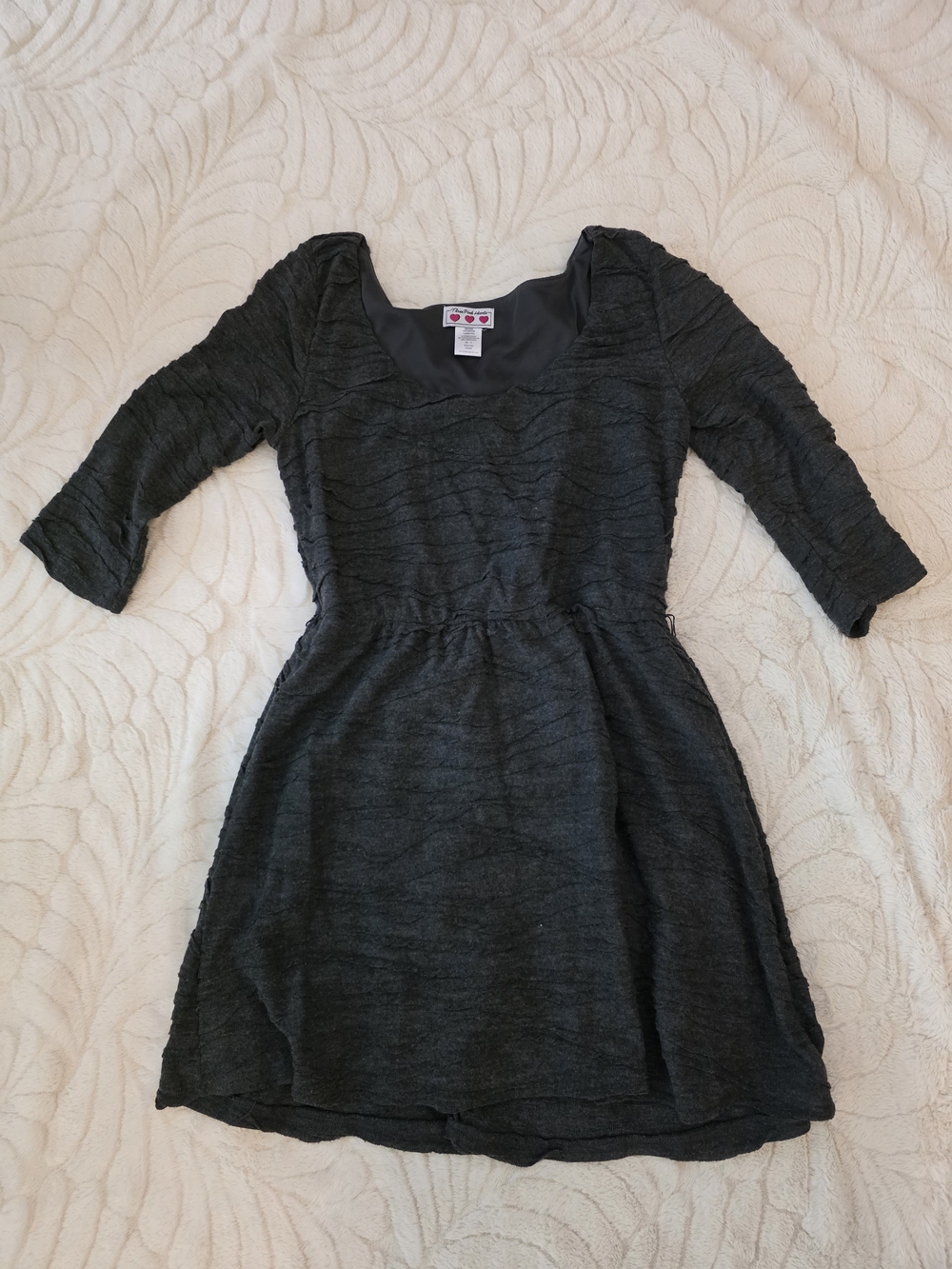 Dark Gray Textured Knit Dress